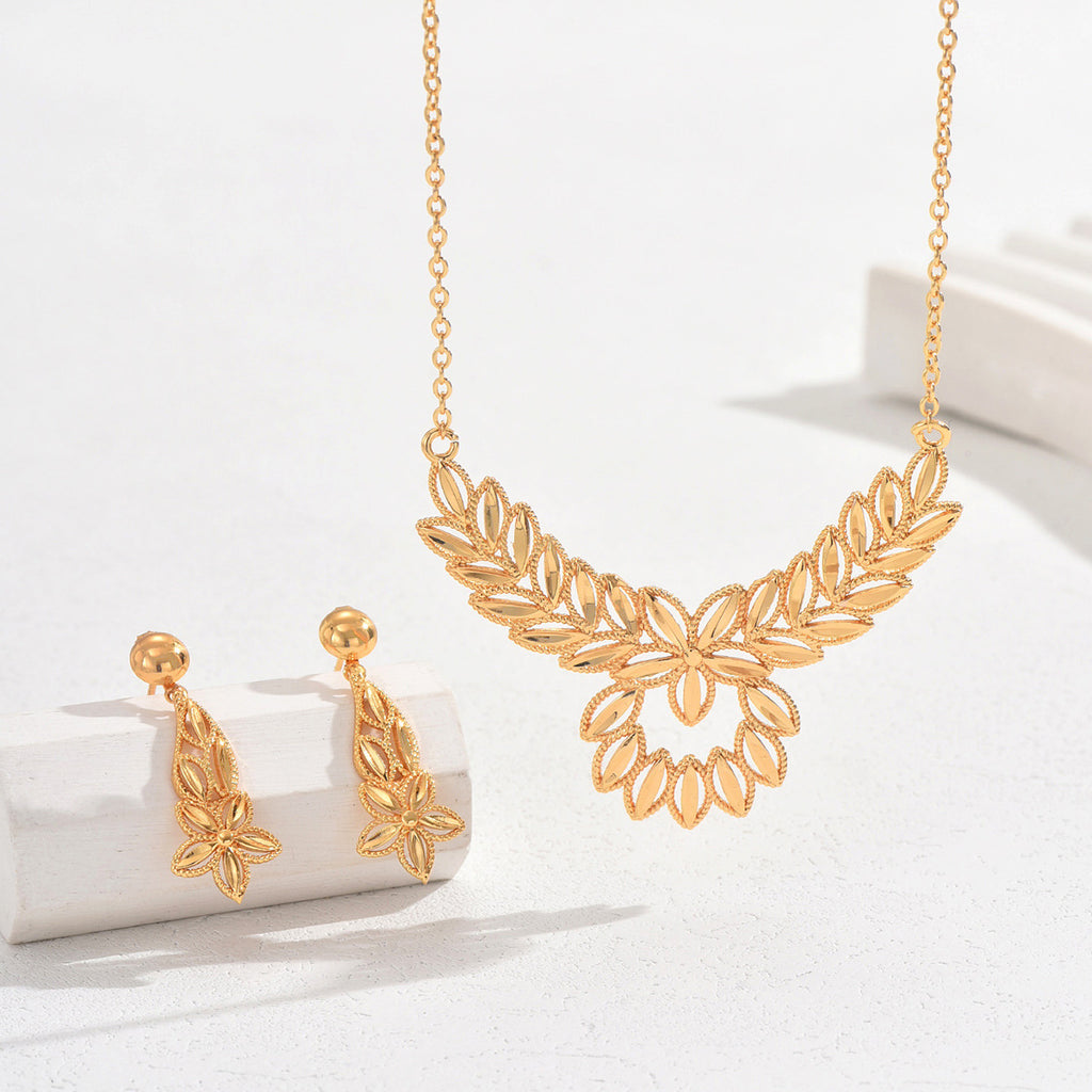 Flora | Vivienne Gold Necklace and Earrings Set