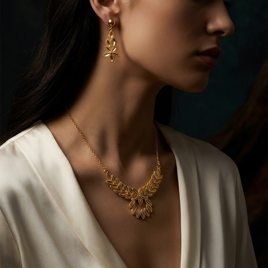 Flora | Vivienne Gold Necklace and Earrings Set