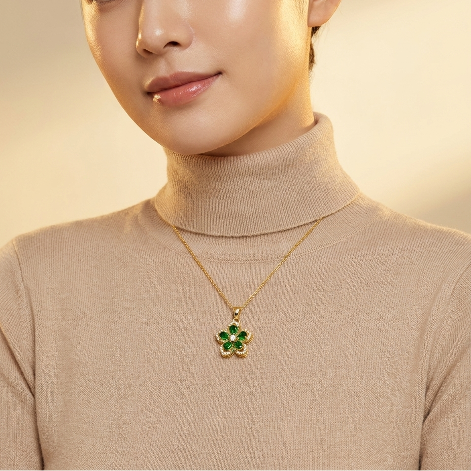 Flora | Camellia Rotating Pendant Necklace