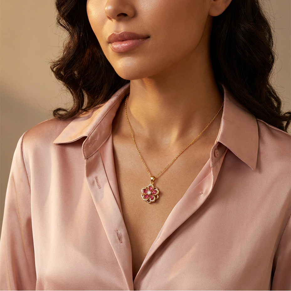 Flora | Camellia Rotating Pendant Necklace